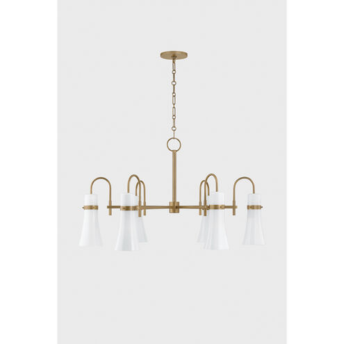 Maple 6 Light 38 inch Patina Brass Chandelier Ceiling Light